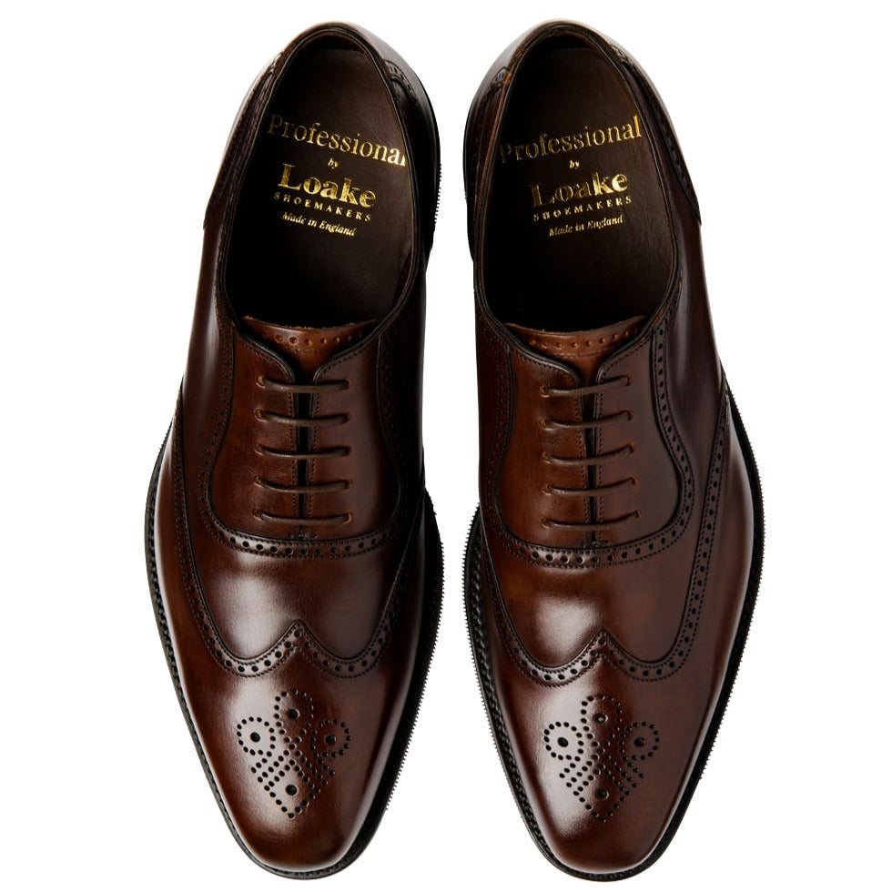 Loake Eldon Leather Shoes - Dark Brown Polished Leather