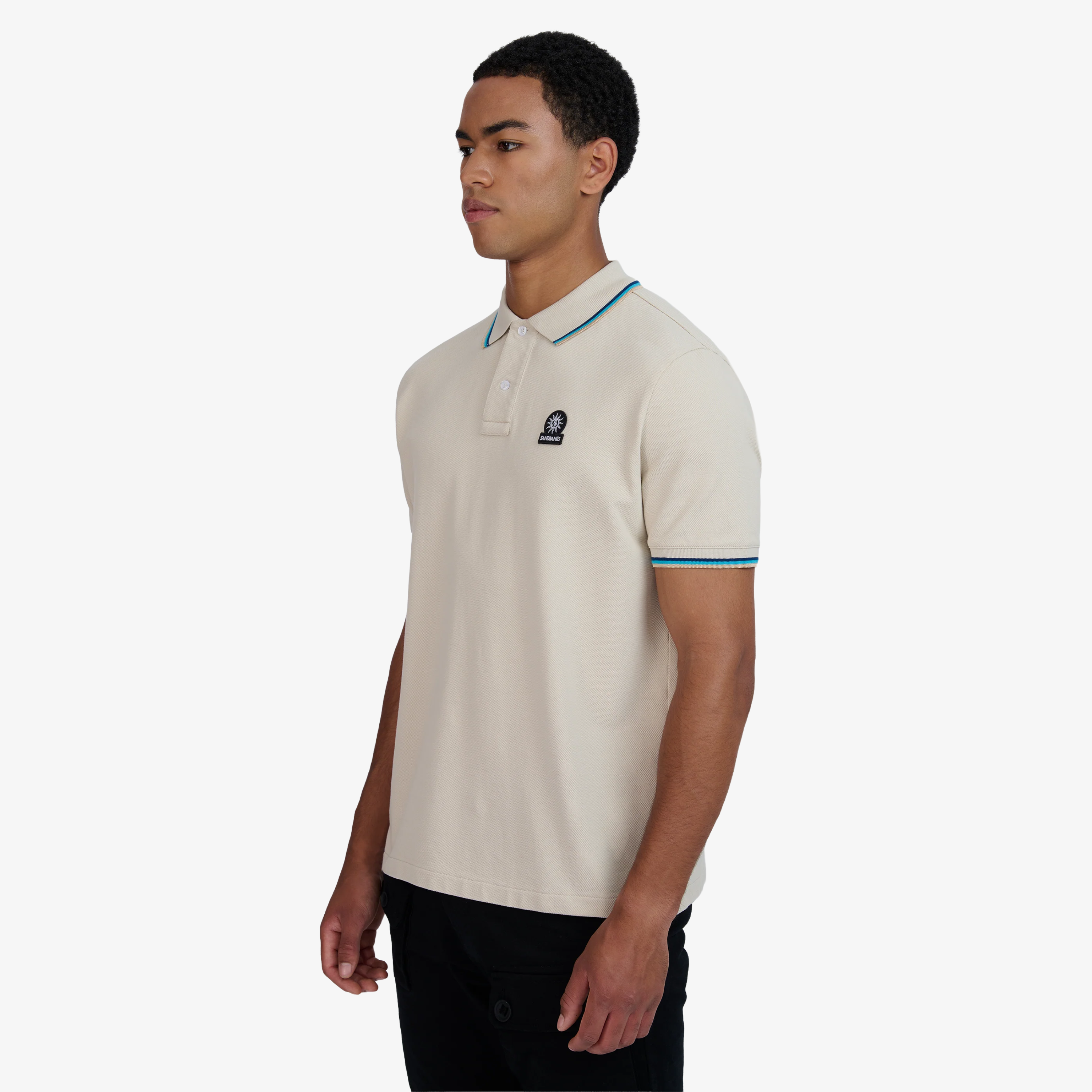 Sandbanks Badge Logo Polo Shirt - Stone