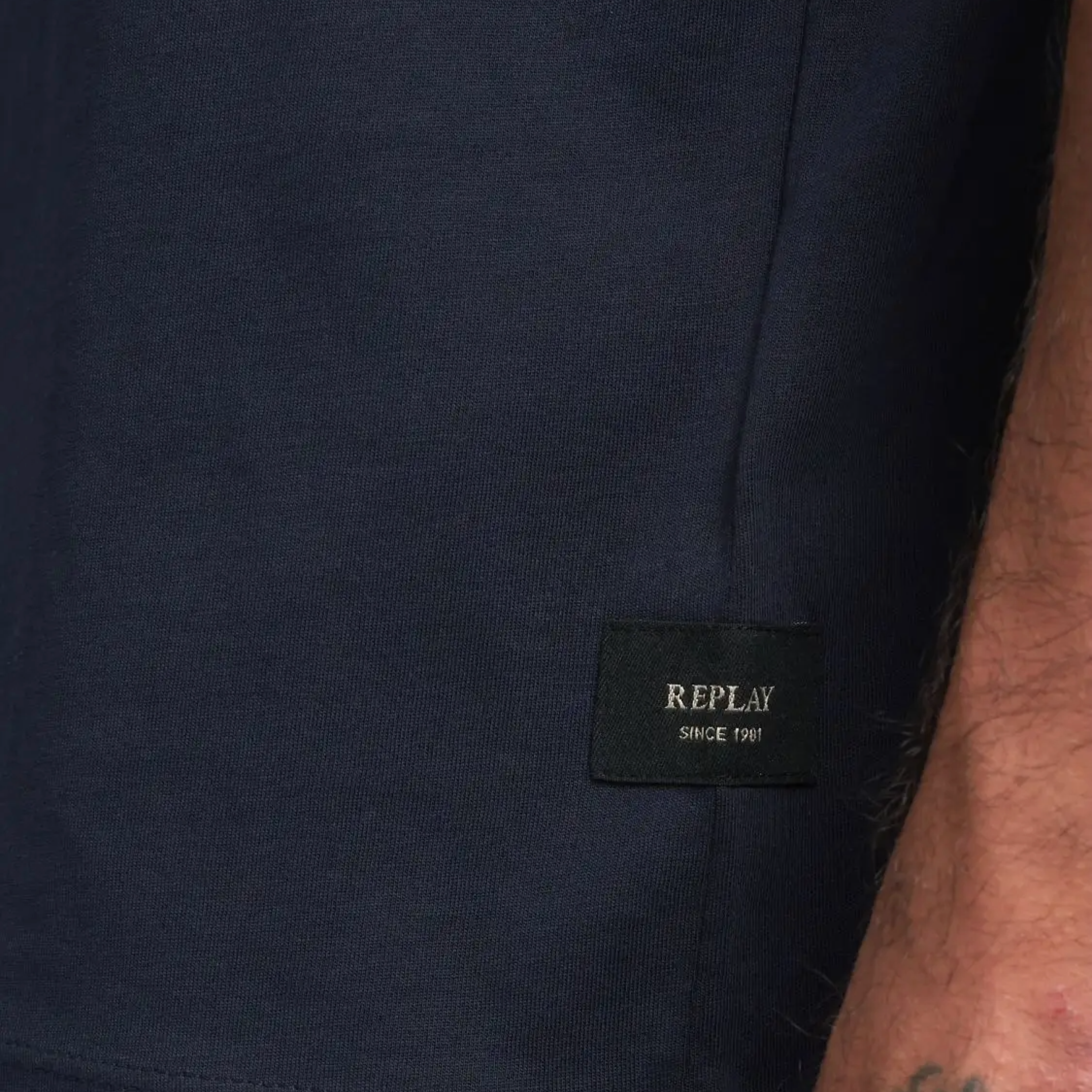 Replay Jersey T-Shirt With Lettering - Night Blue