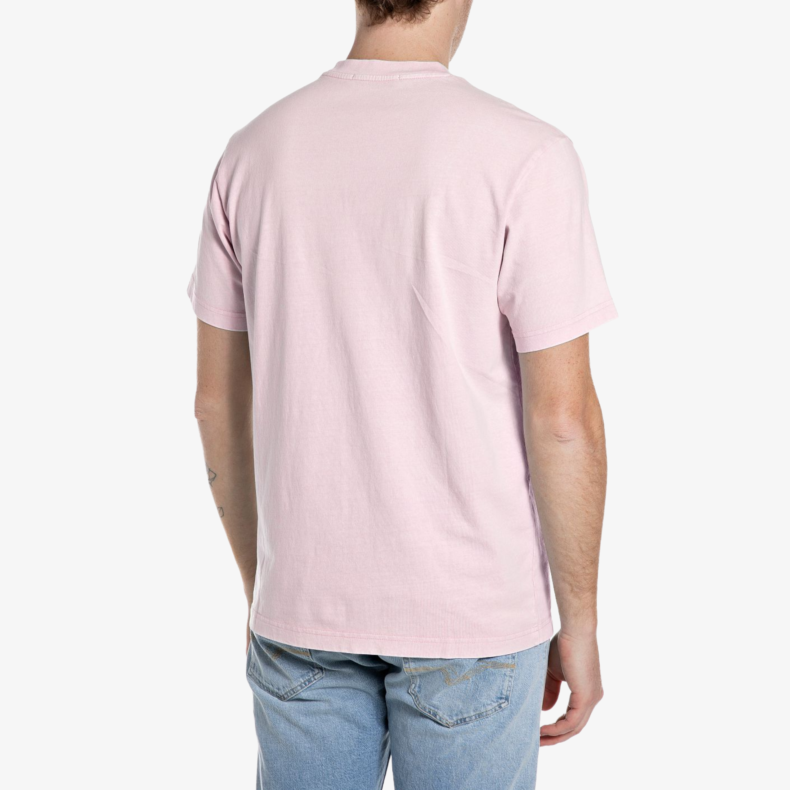 Replay Graphic Print T Shirt - Pale Pink