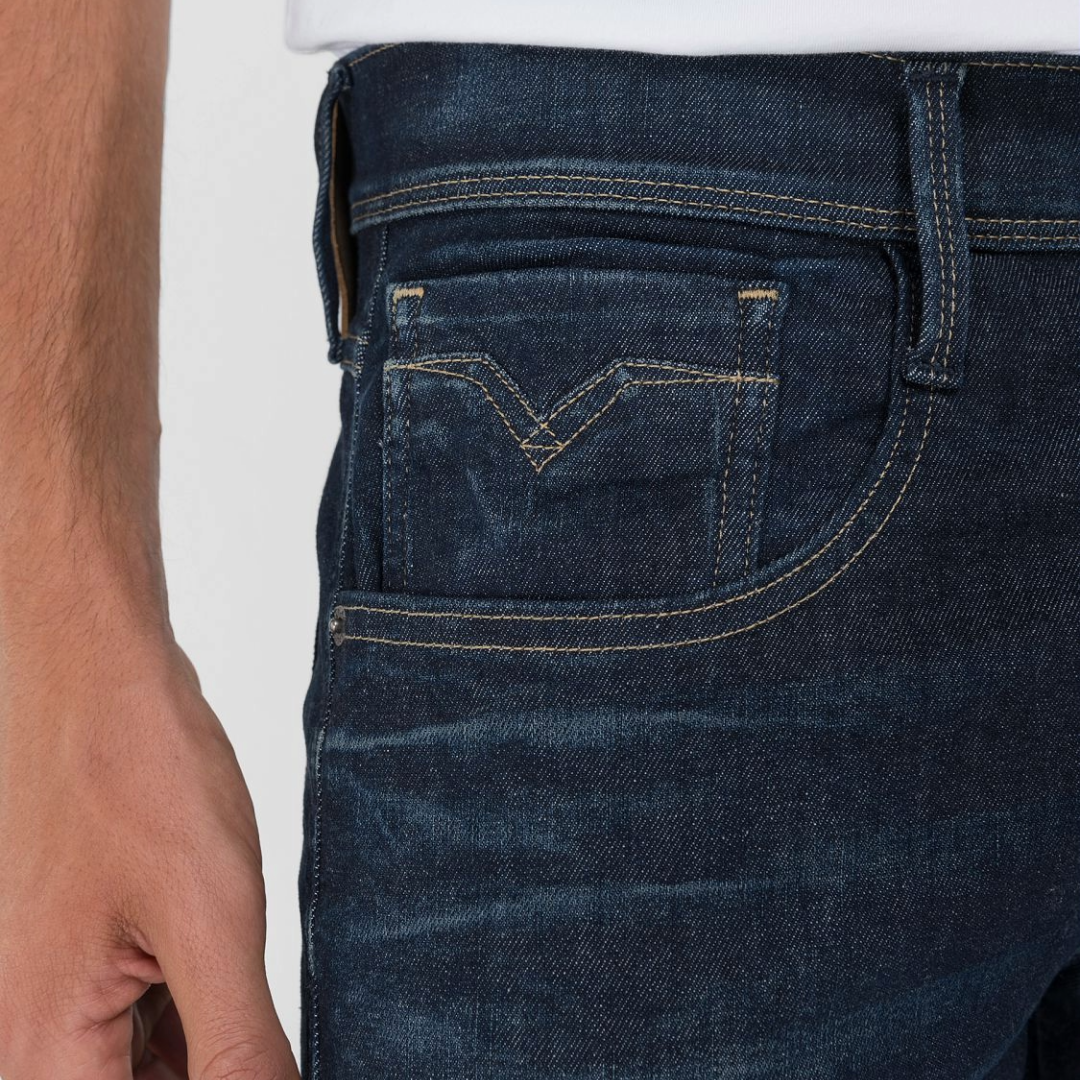 Replay Anbass Hyperflex Jeans - Dark Blue