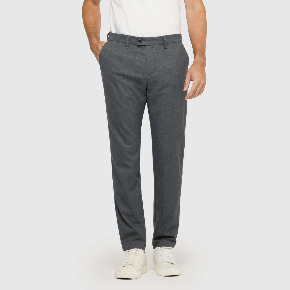 Mac Lennox Herringbone Chinos - Grey Stone