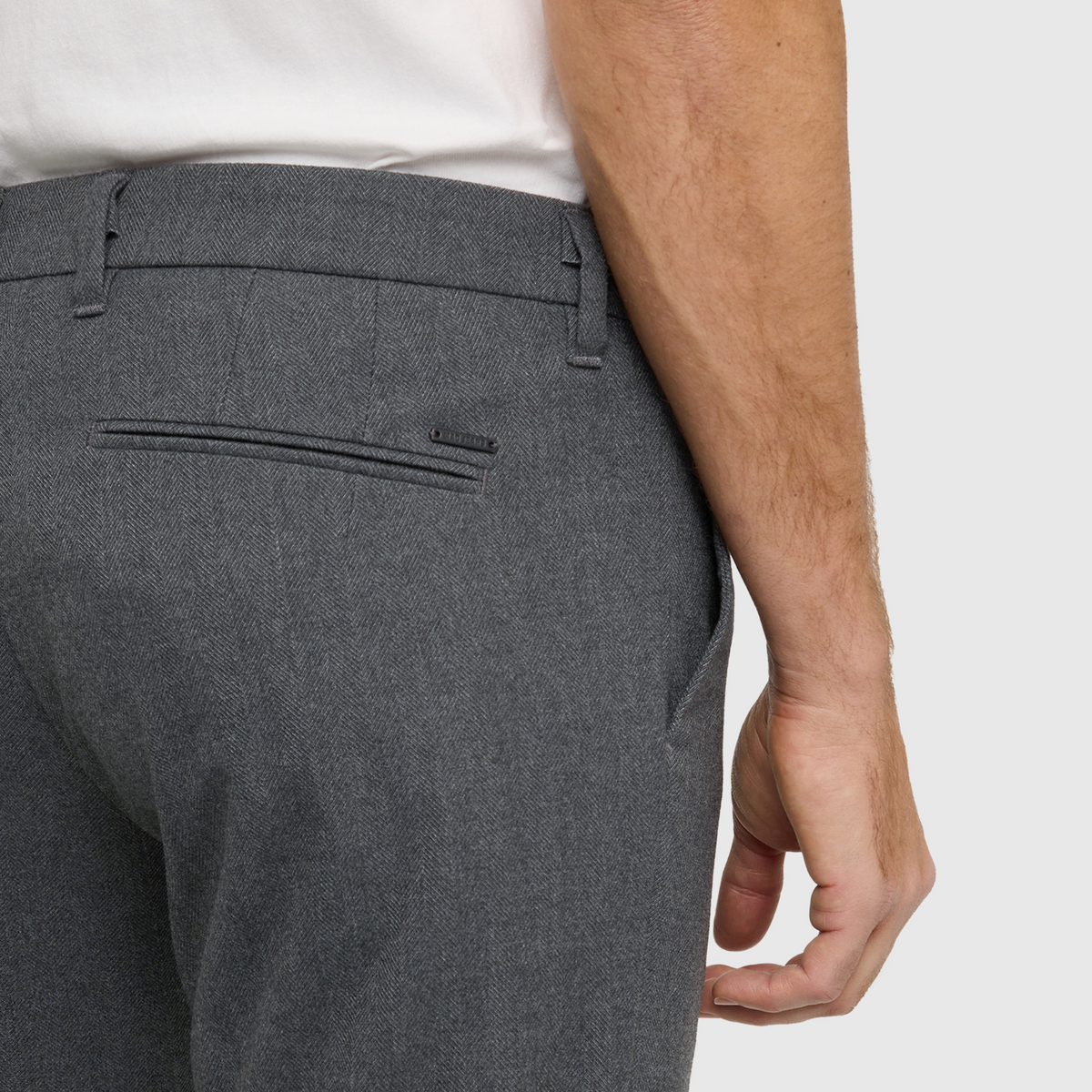 Mac Lennox Herringbone Chinos - Grey Stone