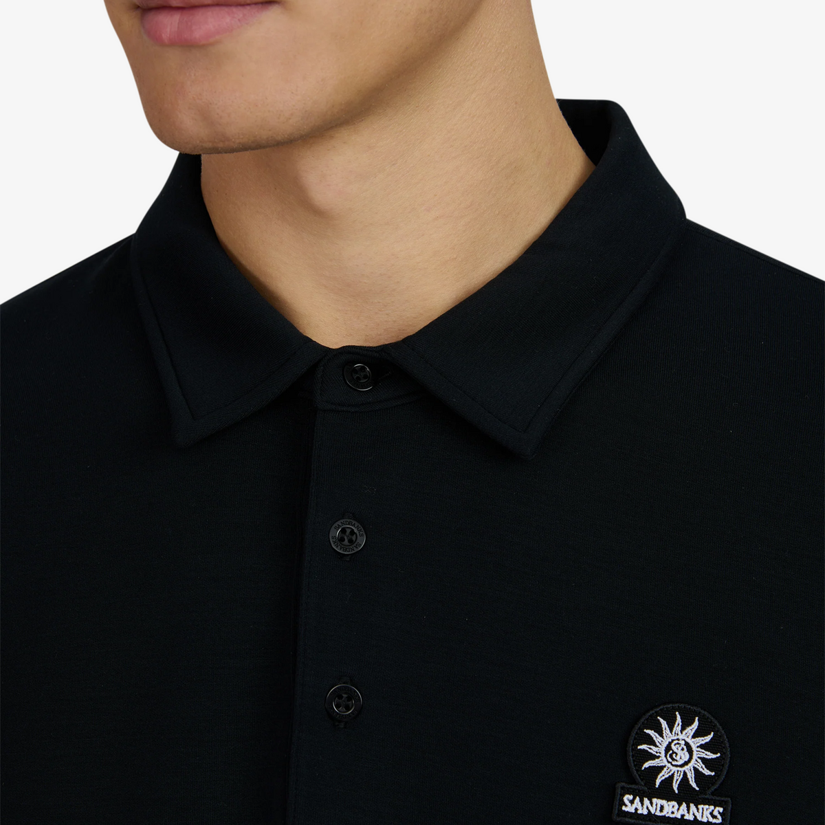 Sandbanks Tonal Soft Touch Polo Shirt - Black
