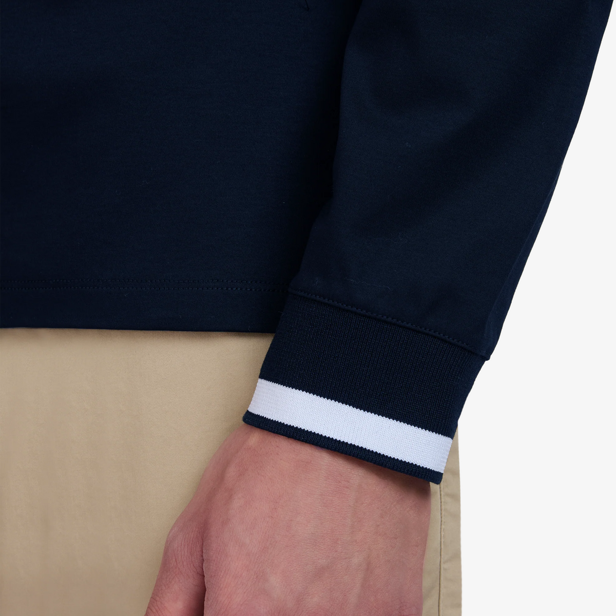 Sandbanks Silicone Zip Long Sleeve Polo Shirt - Navy