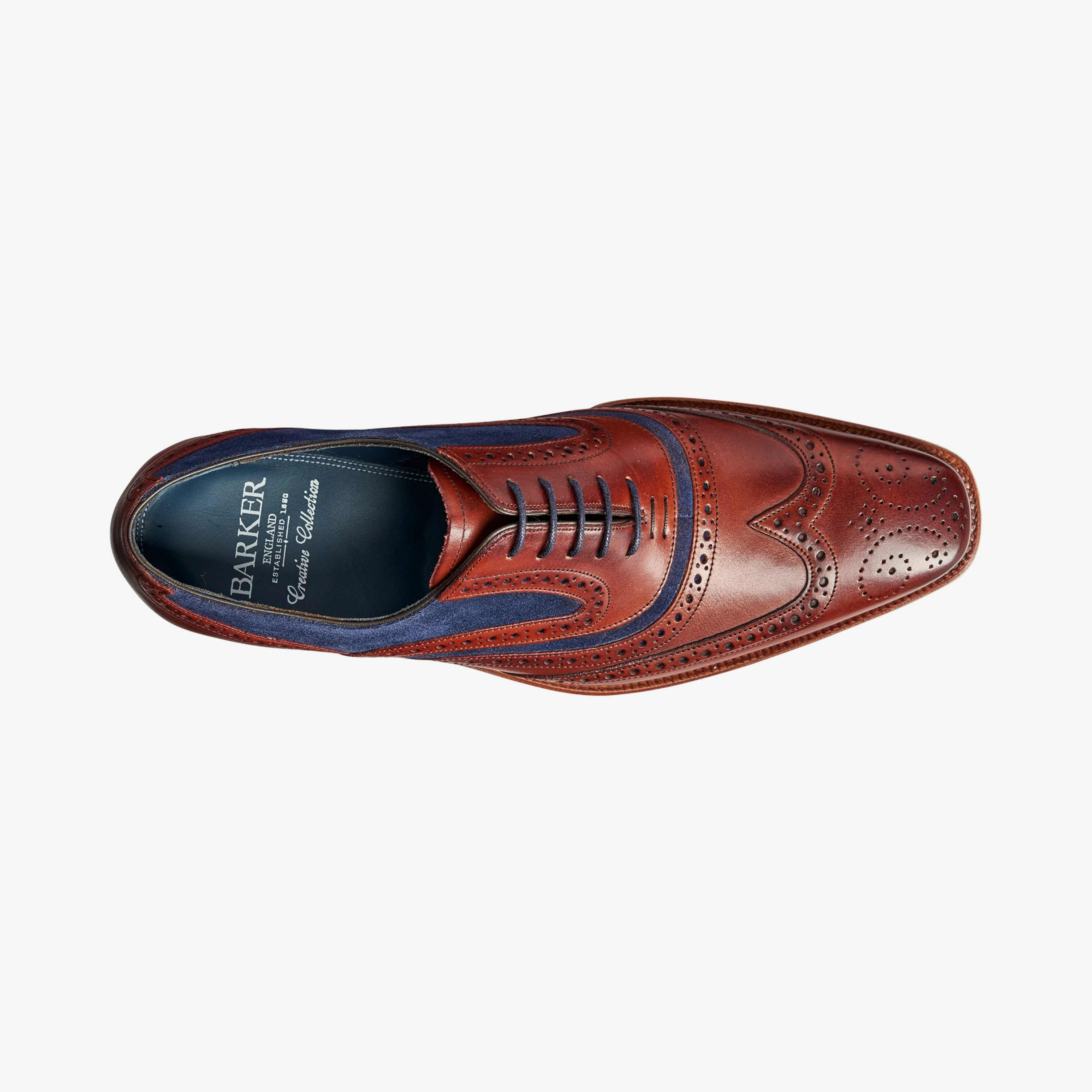 Barker McClean Shoes - Rosewood Calf / Navy Suede