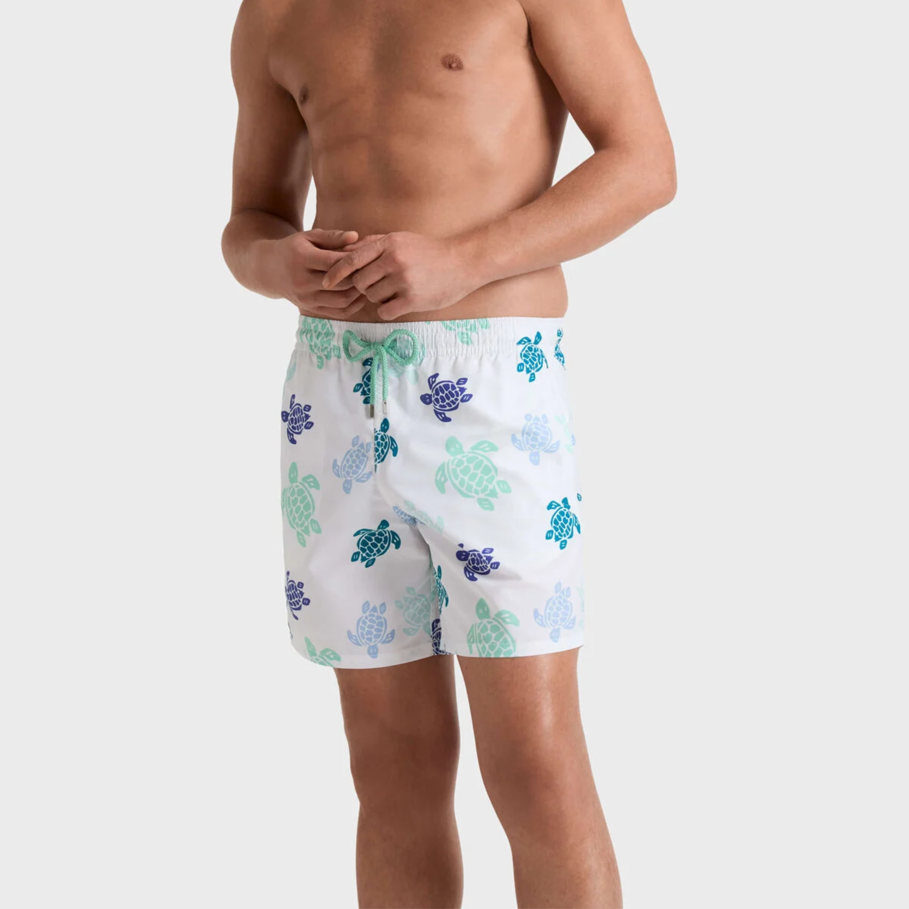 Vilebrequin Moorea Tortues Multicolores Classic Swim Shorts - White