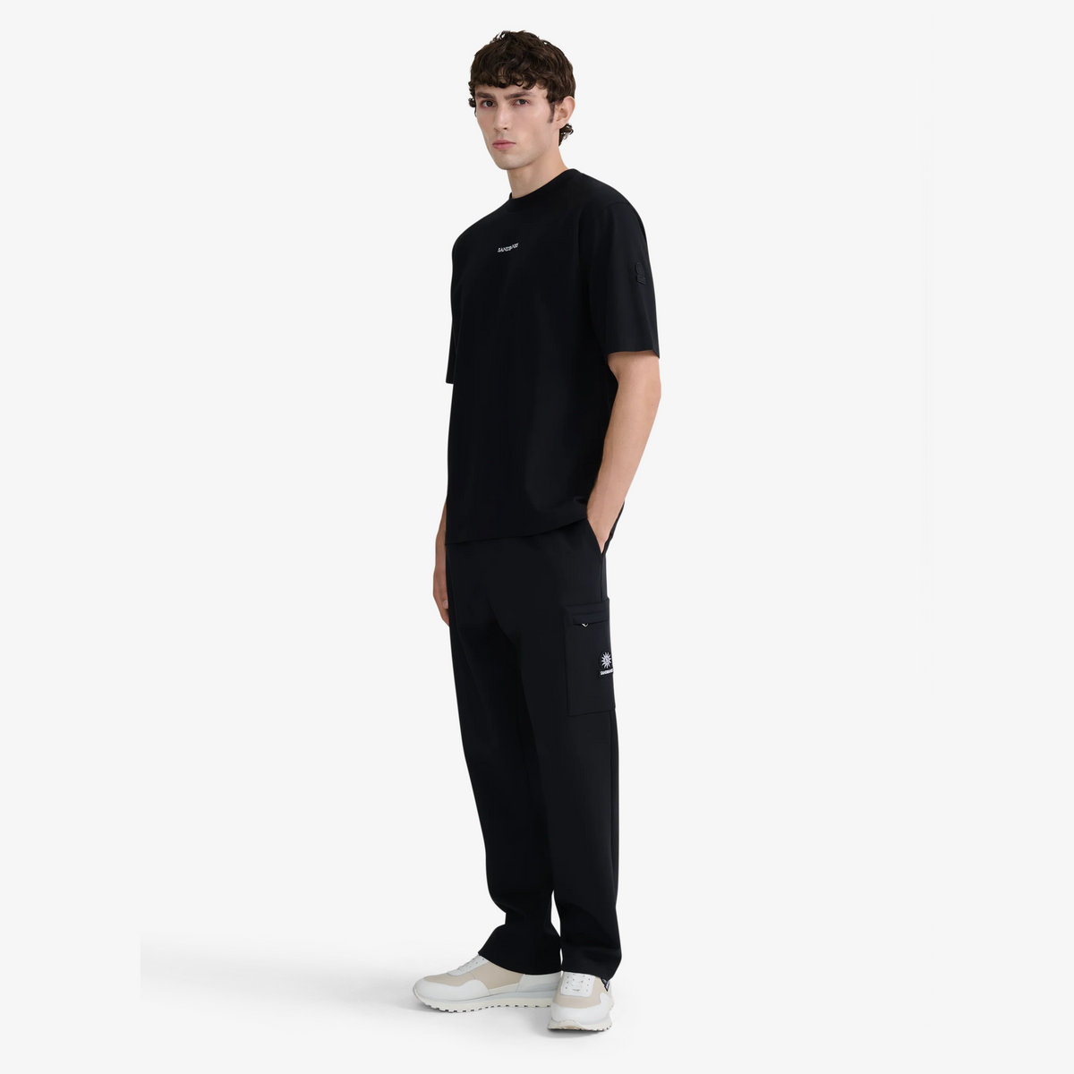 Sandbanks Interlock Cargo Open Hem Sweatpants - Black