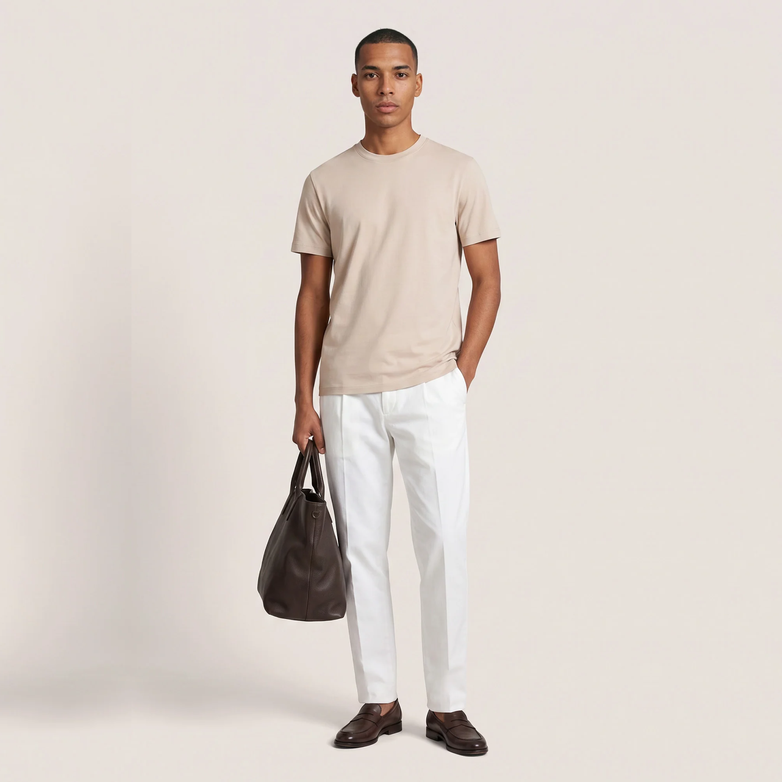 Thomas Maine Liquid Cotton T Shirt - Sand