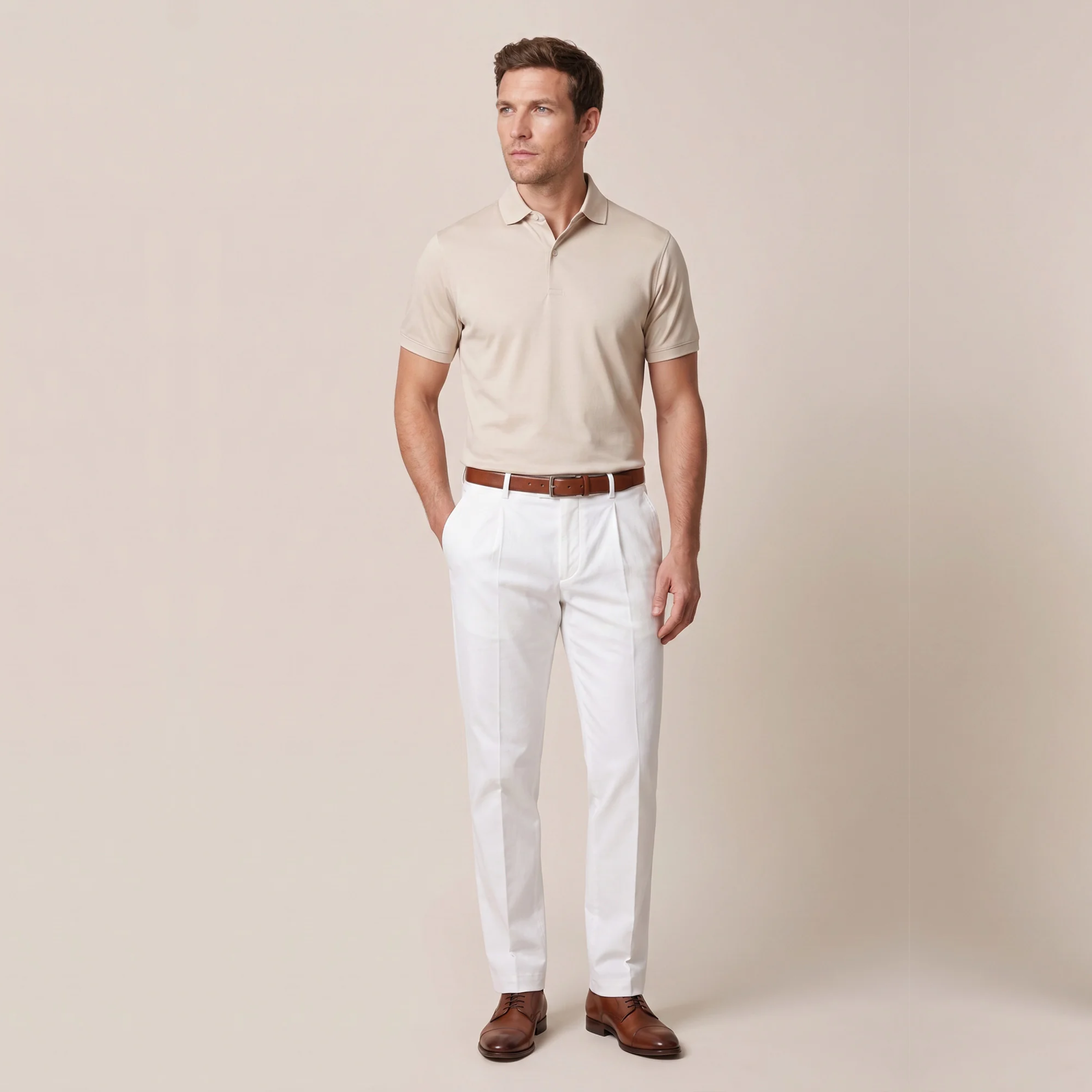 Thomas Maine Liquid Cotton Polo Shirt - Sand