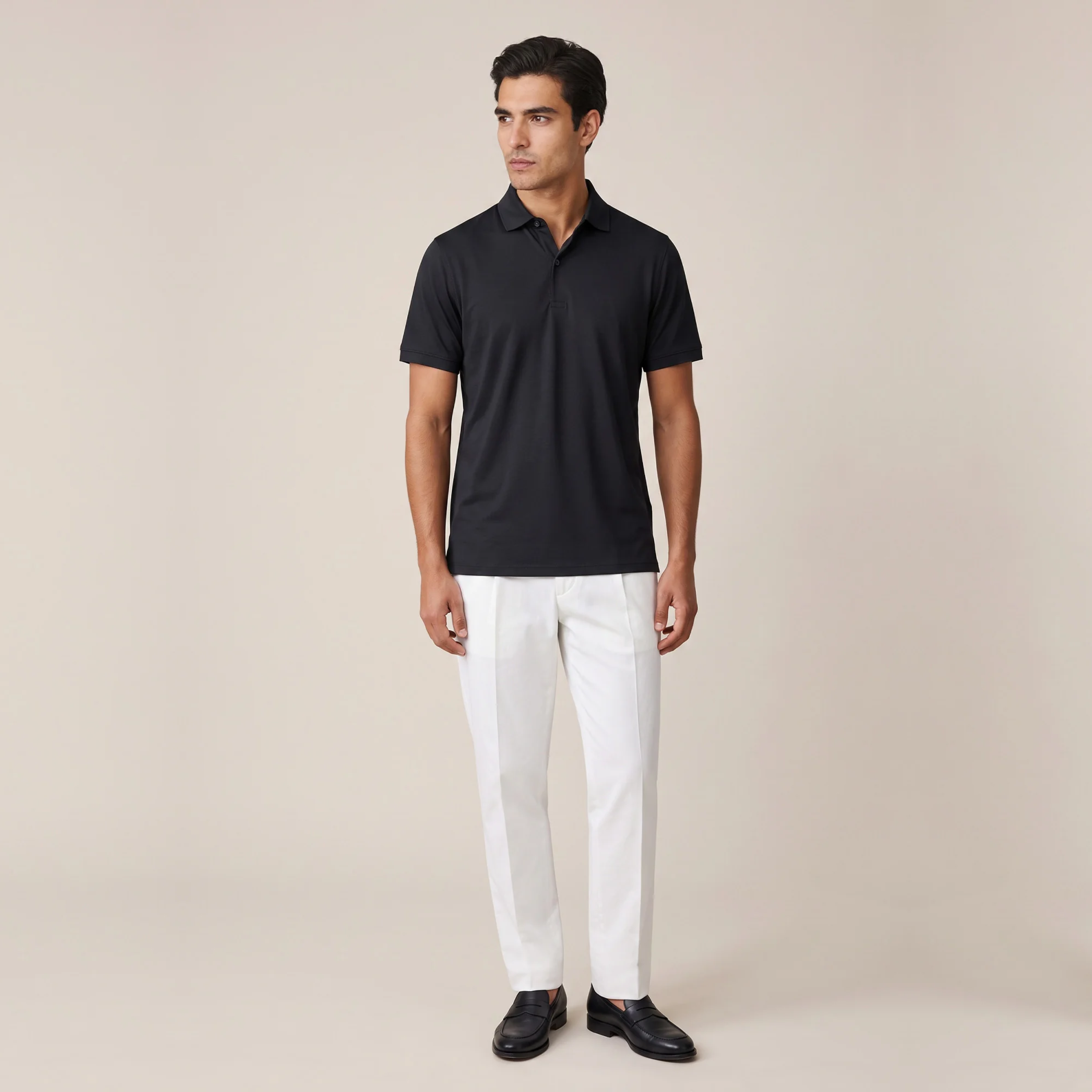 Thomas Maine Liquid Cotton Polo Shirt - Black