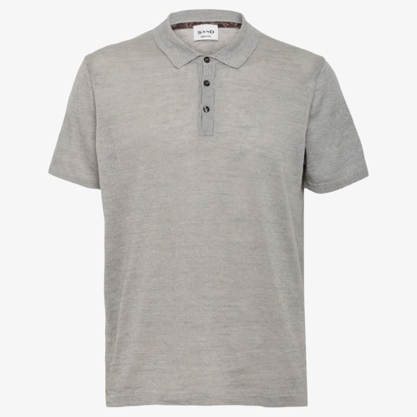 Sand Linen Rico Knitted Polo Shirt - Light Grey