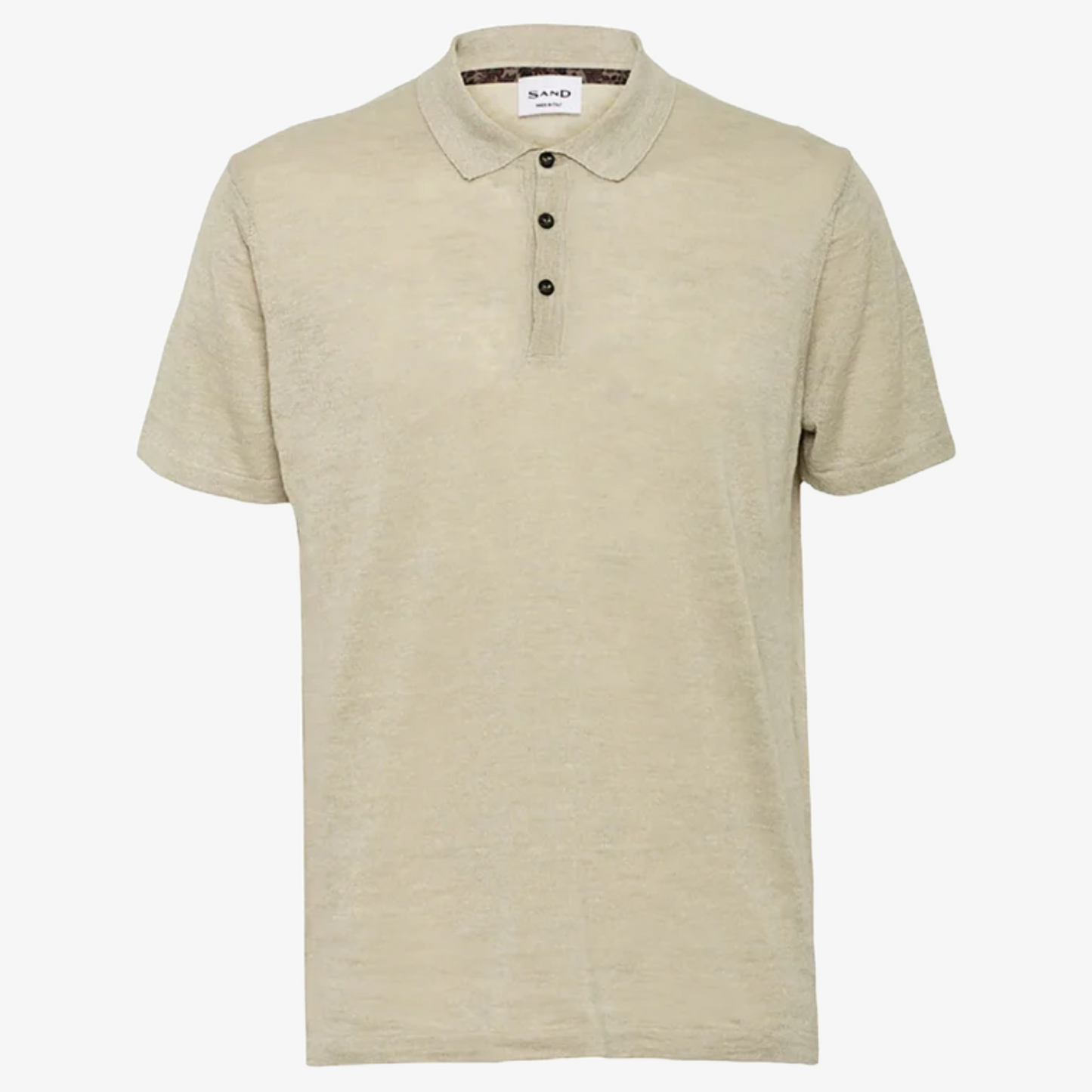 Sand Linen Rico Knitted Polo Shirt - Oatmeal