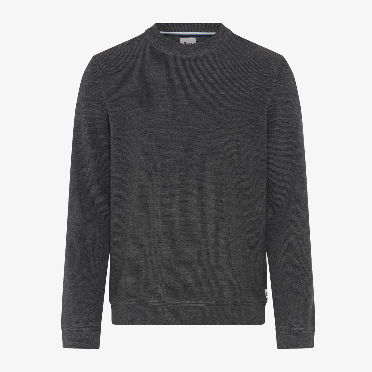 Brax Roy Cotton-Wool Crew Neck Jumper - Elephant Grey