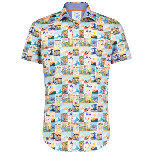 A Fish Named Fred Posters Print Shirt - Blue