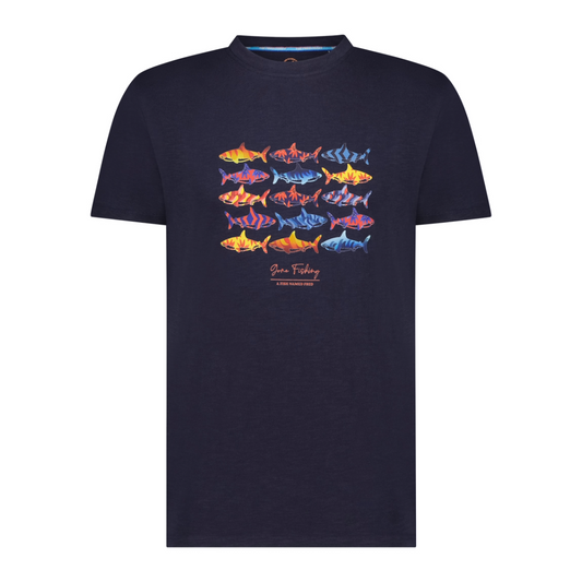 A Fish Named Fred Printed T Shirt - Navy