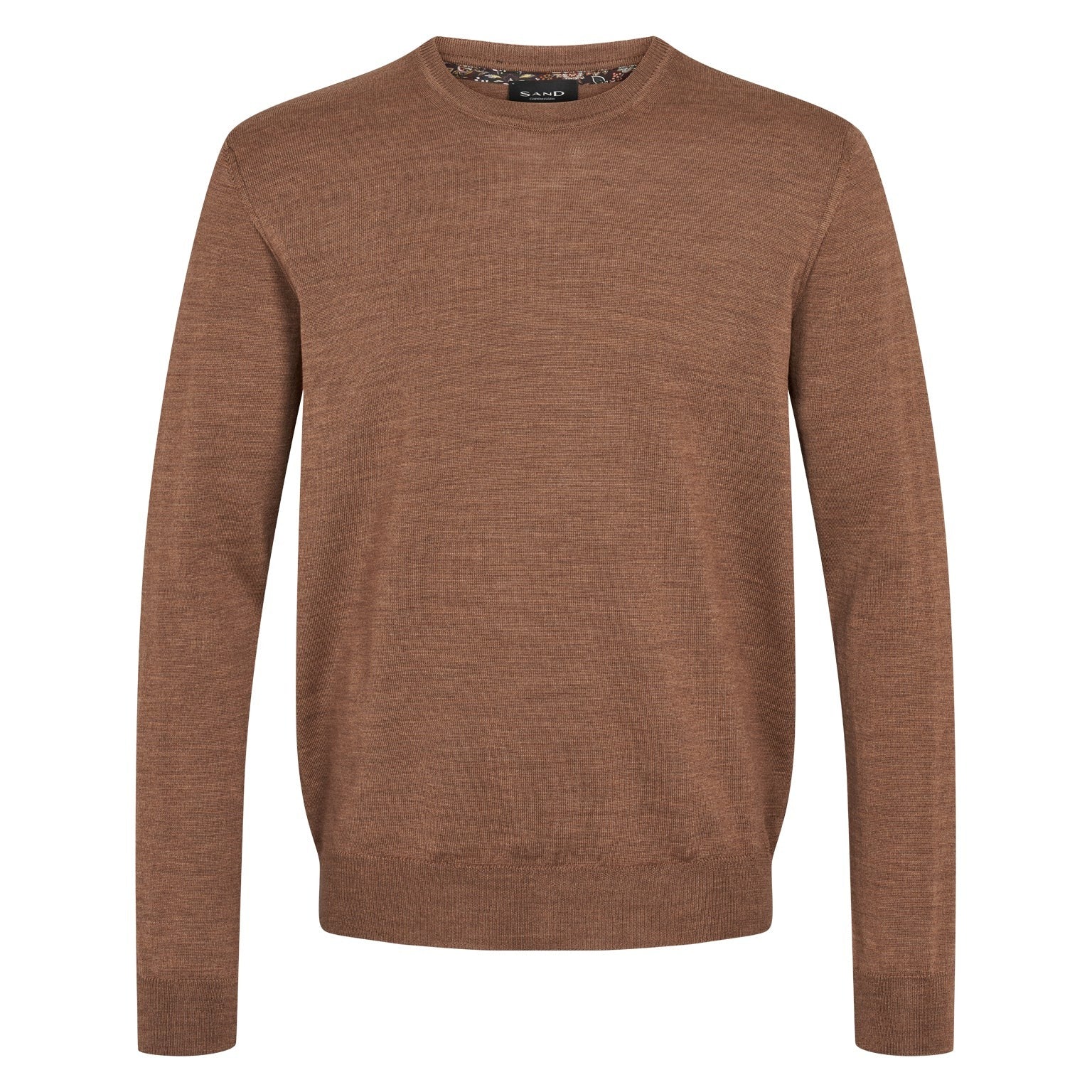 Sand Extrafine Merino Wool Crew Neck - Camel