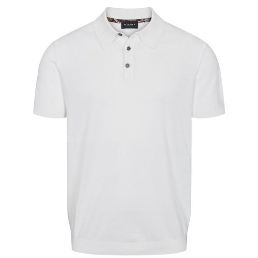 Sand Short Sleeve Knitted Rico Polo Shirt - White