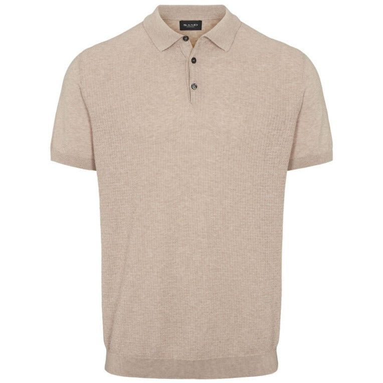 Sand Short Sleeve Knitted Retro Polo Shirt - Beige