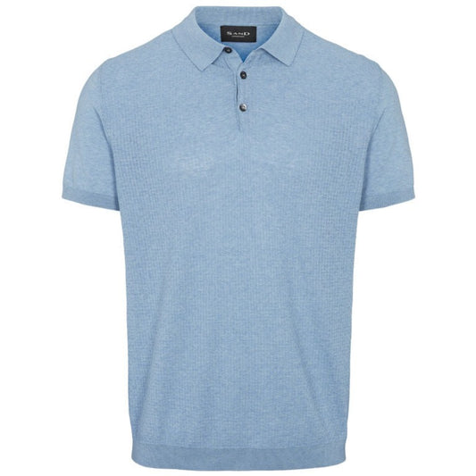 Sand Short Sleeve Knitted Retro Polo Shirt - Light Blue