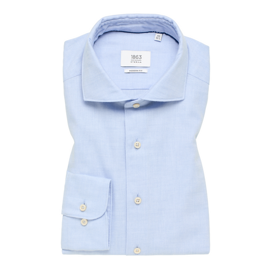 Eterna 1863 Soft Tailored Flannel Shirt - Light Blue