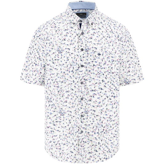 Fynch-Hatton Short Sleeve Tree Print Shirt - Lilac