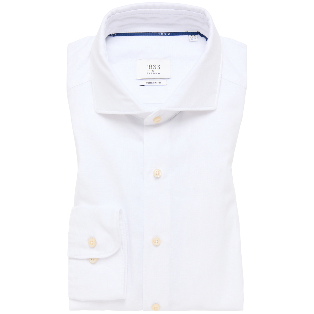 Eterna 1863 Modern Fit Cotton-Linen Shirt - White