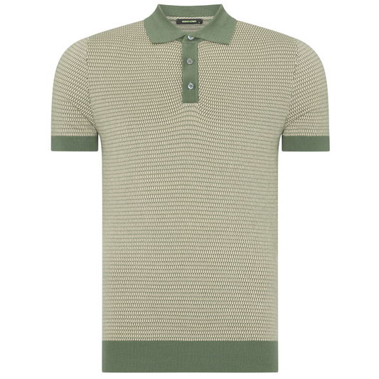 Remus Uomo Short Sleeve Knitted Polo Shirt - Green