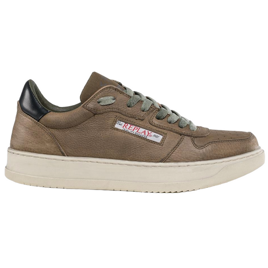 Replay Reload Aged Trainers - Military Green