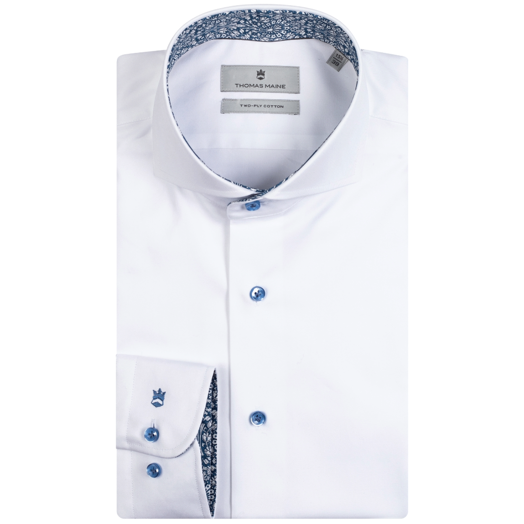 Thomas Maine Bari Tile Print Trim Shirt - White