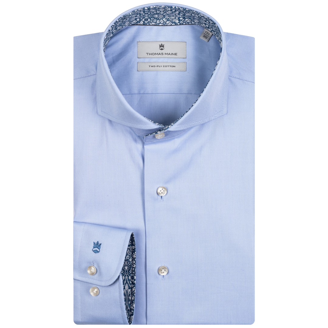 Thomas Maine Bari Tile Print Trim Shirt - Light Blue
