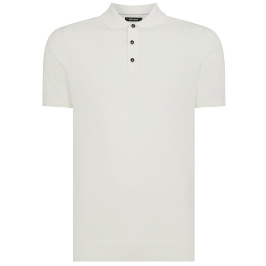 Remus Uomo Short Sleeve Knitted Polo Shirt - White
