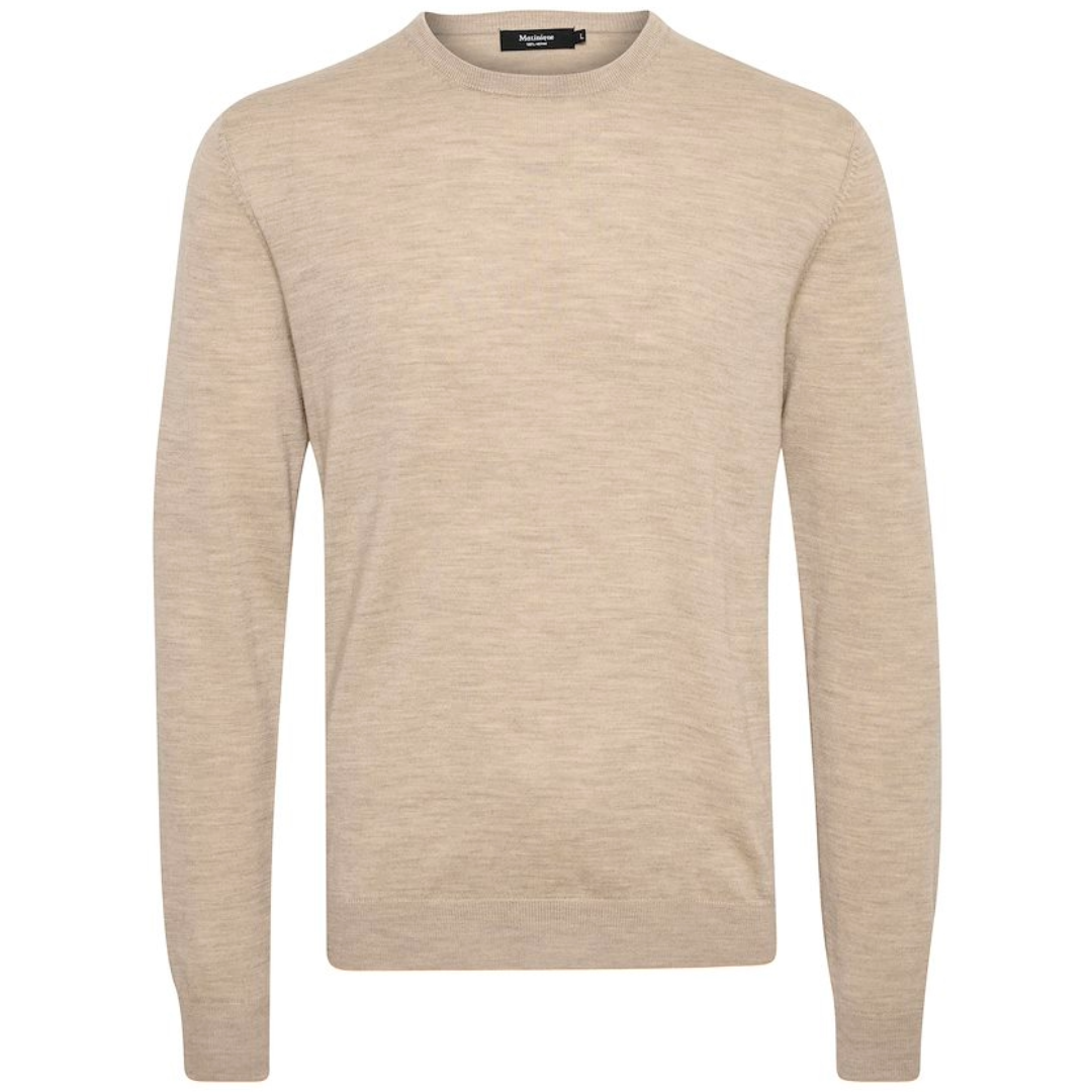Matinique Margrate Merino Wool Crew Neck Jumper Beige