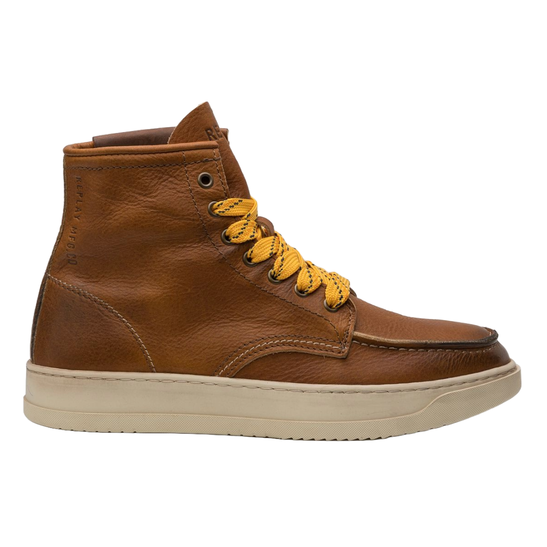 Replay Reload Mid Cut Leather Boots - Brown