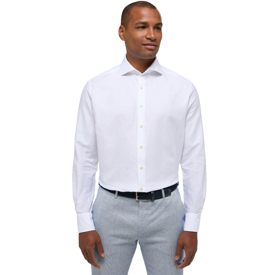 Eterna 1863 Modern Fit Cotton-Linen Shirt - White