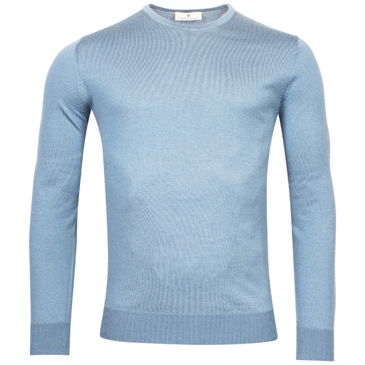 Thomas Maine Fine Merino Wool Crew Neck pullover - Light Blue