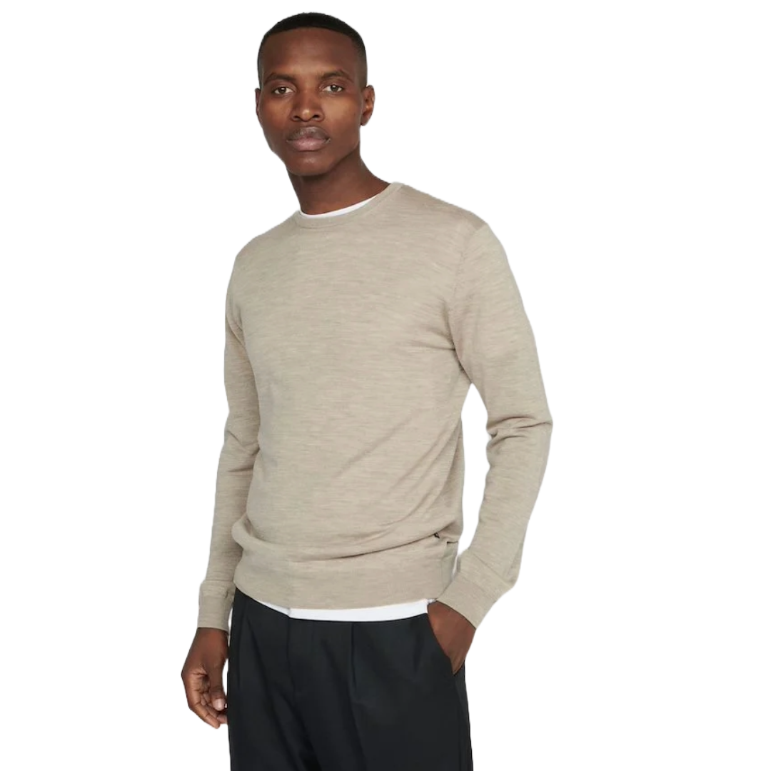 Matinique Margrate Merino Wool Crew Neck Jumper - Beige
