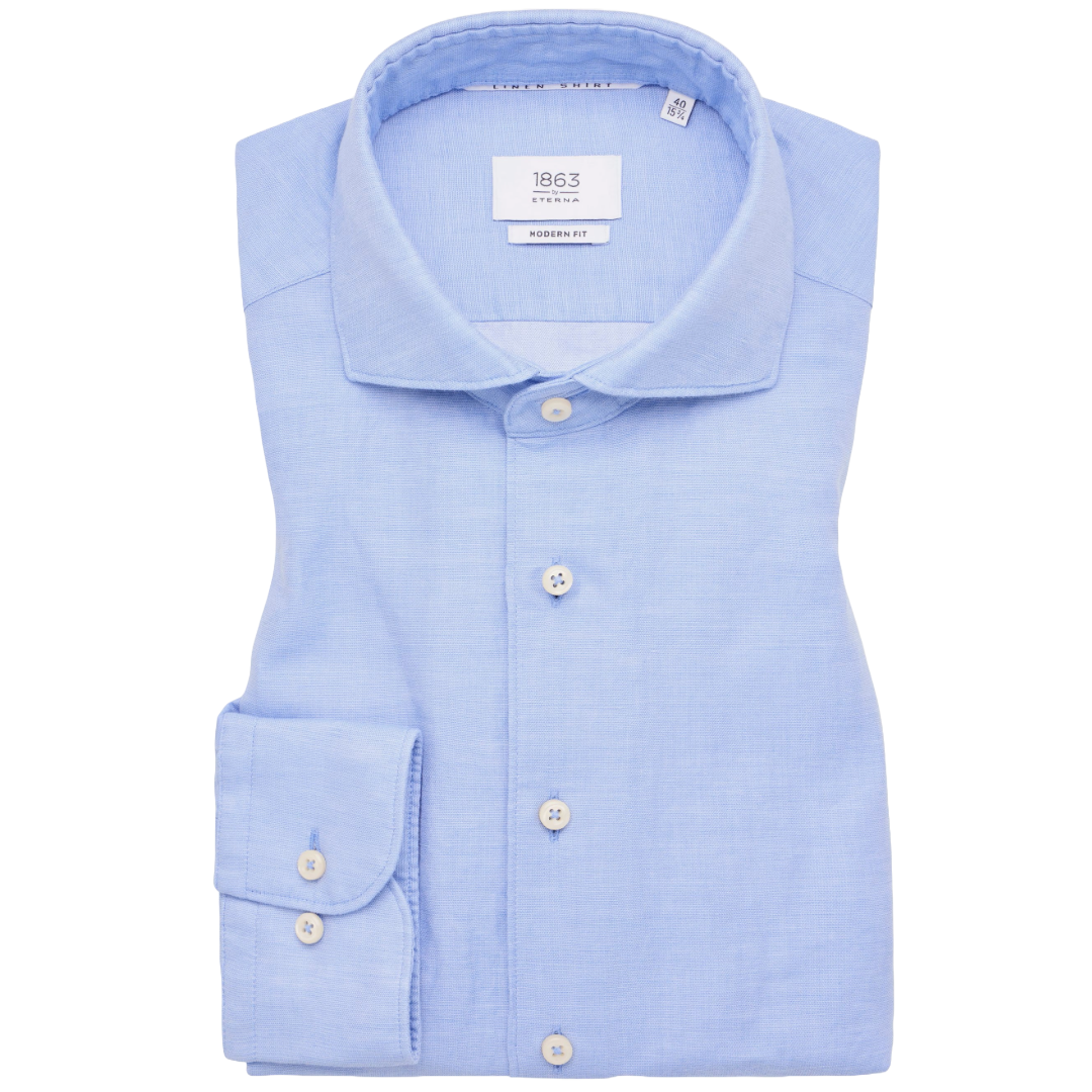 Eterna 1863 Modern Fit Non Iron Cotton-Linen Shirt - Blue