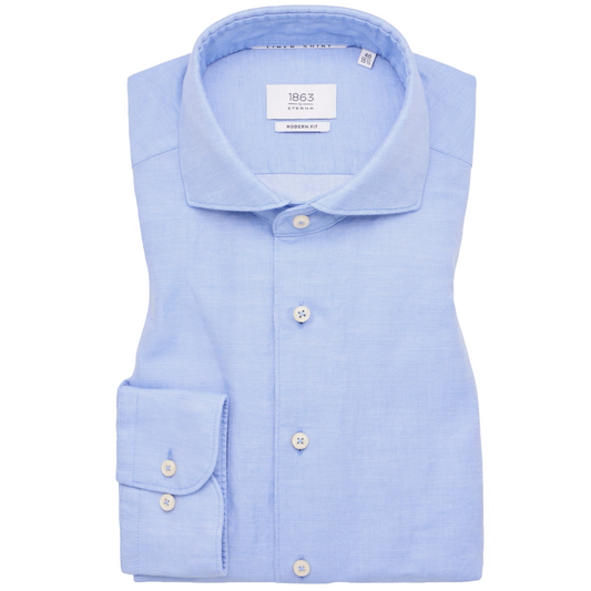 Eterna Modern Fit Linen Shirt - Blue