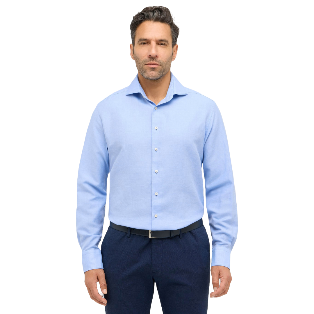Eterna 1863 Modern Fit Non Iron Cotton-Linen Shirt - Blue