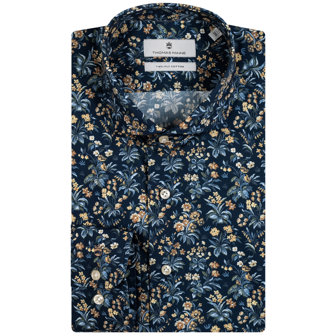 Thomas Maine Roma Floral Print Shirt - Navy