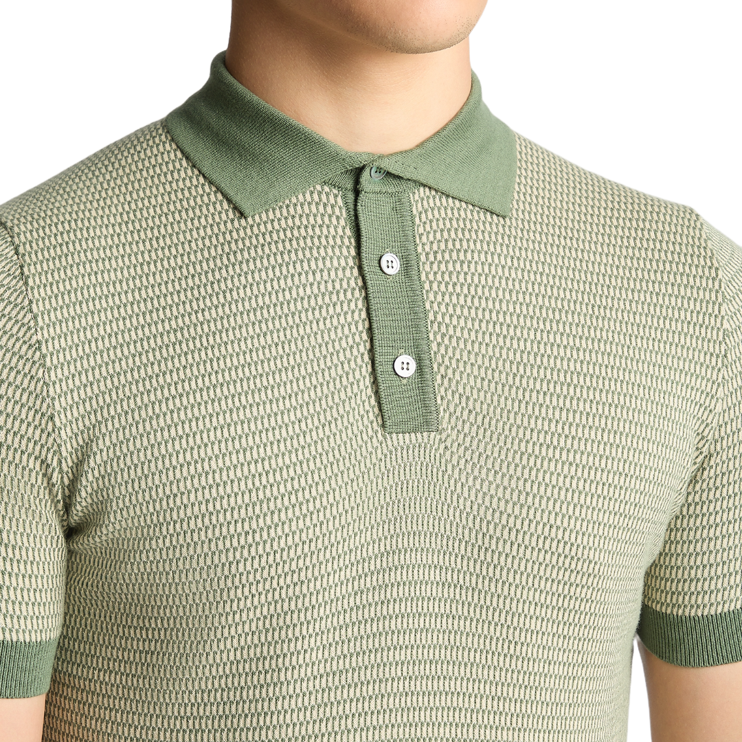 Remus Uomo Short Sleeve Knitted Polo Shirt - Green