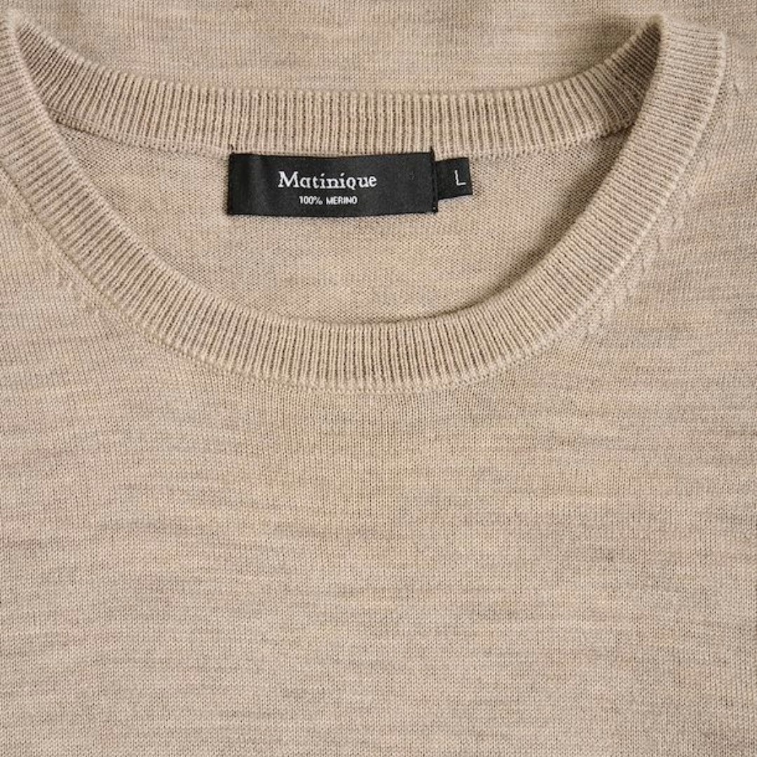 Matinique Margrate Merino Wool Crew Neck Jumper - Beige