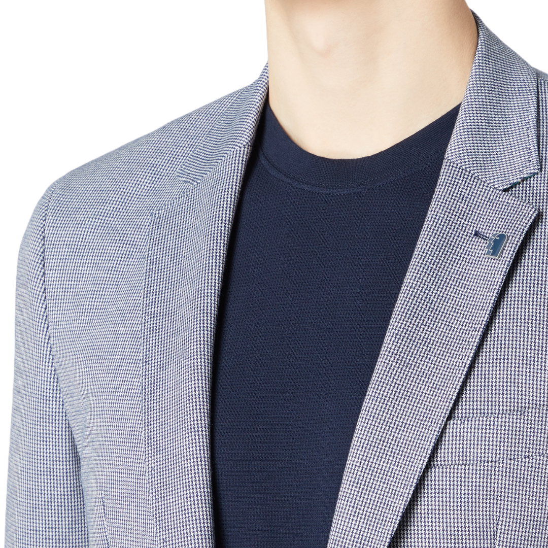Remus Uomo Tapered Fit Micro Check Jacket - Blue