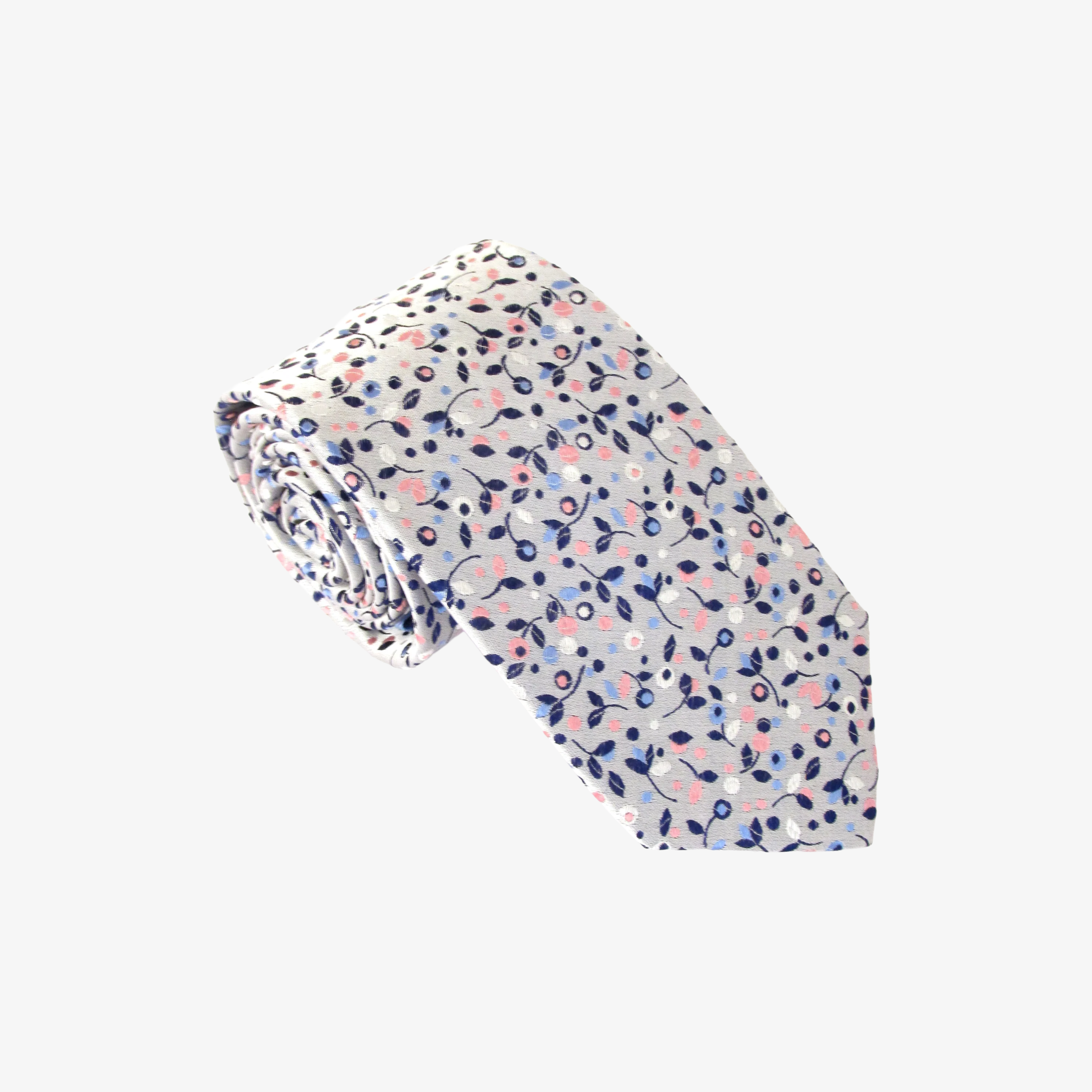 Van Buck Berries Silk Tie - Silver