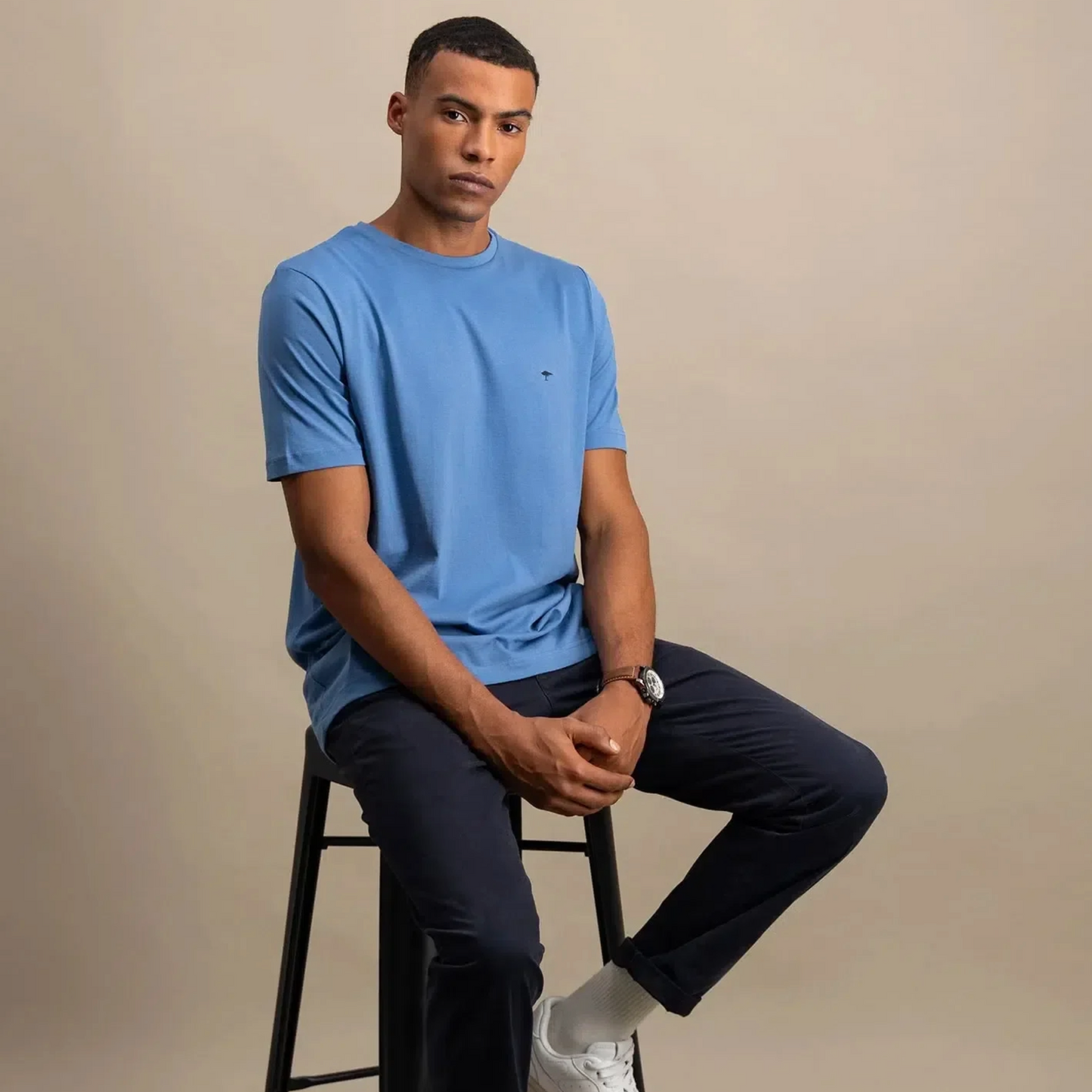 Fynch-Hatton Crew Neck T Shirt - Pacific Blue