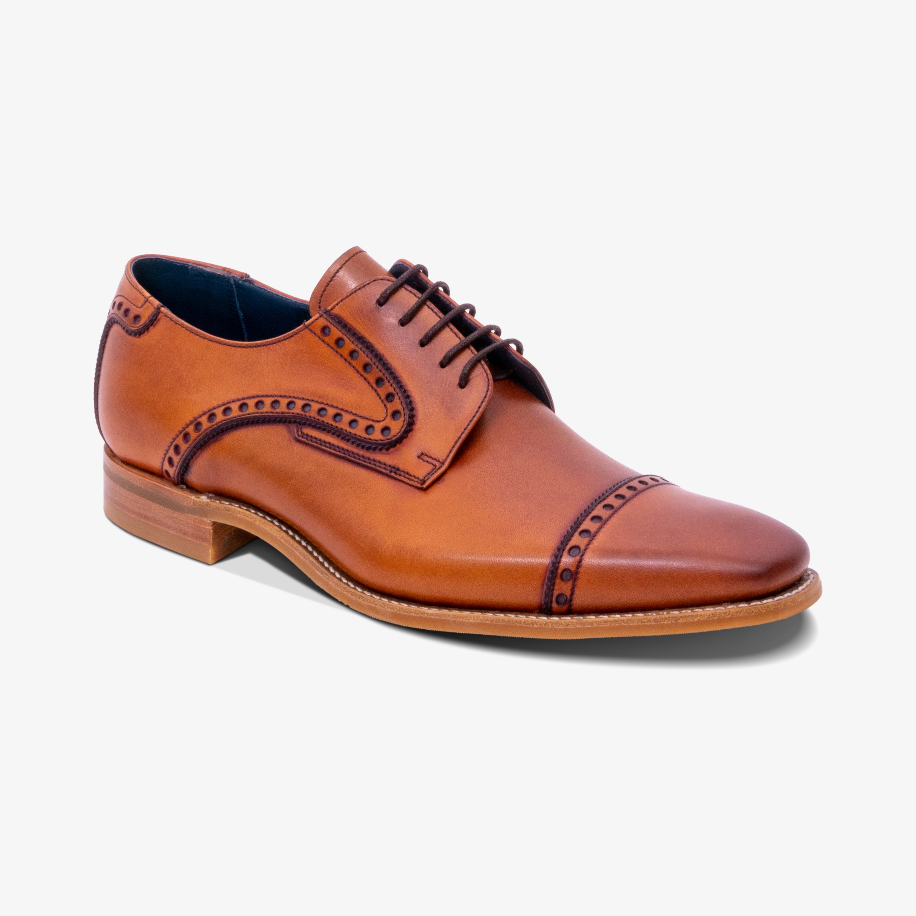 Barker Stewart Shoes - Antique Rosewood Calf/Navy Suede