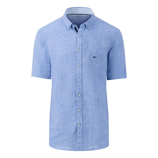 Fynch-Hatton Short Sleeve Linen Shirt - Blue
