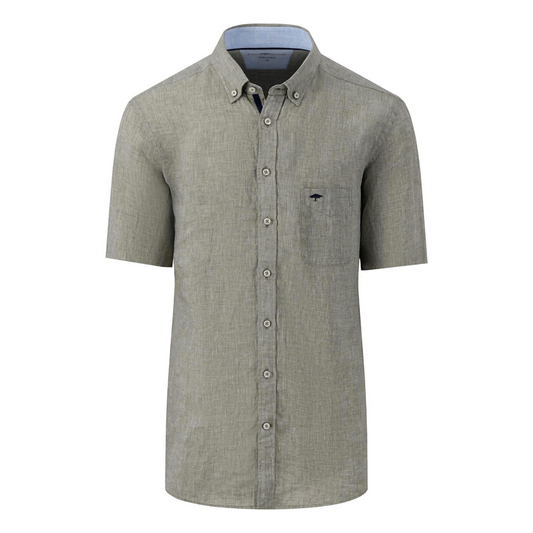 Fynch-Hatton Short Sleeve Linen Shirt - Olive