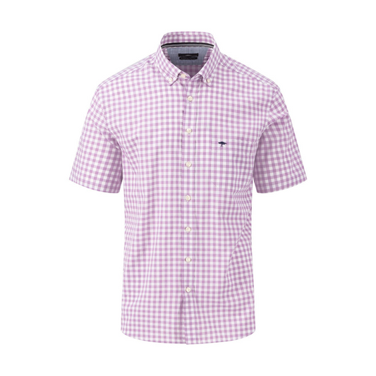 Fynch-Hatton Short Sleeve Check Shirt - Lilac